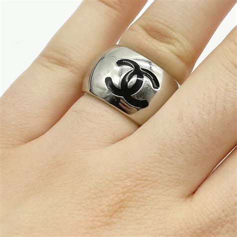 chanel logo ring fake|chanel logo ring silver.